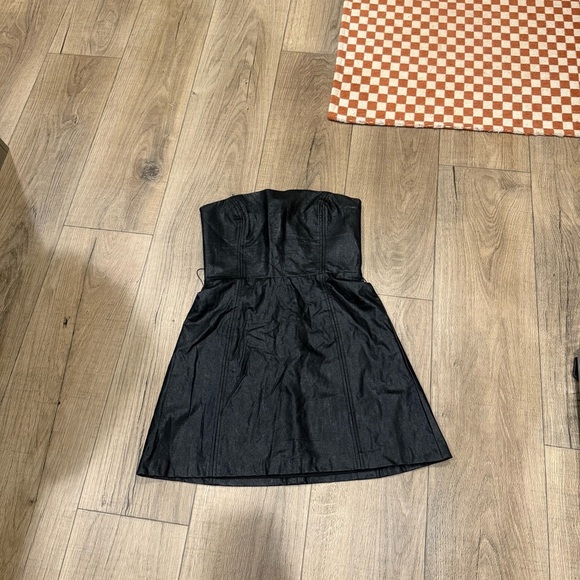 Amanda Uprichard Classic Black Leather Strapless Dress Size Small - Picture 1 of 3